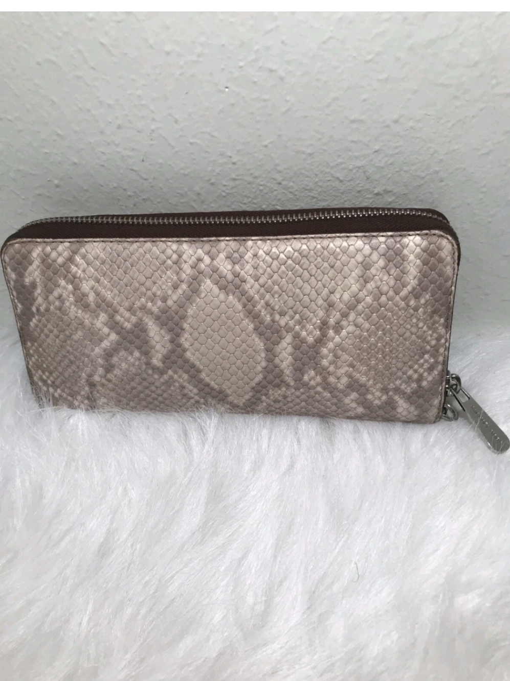 Michael Kors Jet Set Python-Embossed Leather Travel Continental Wallet EUC - Picture 2 of 15